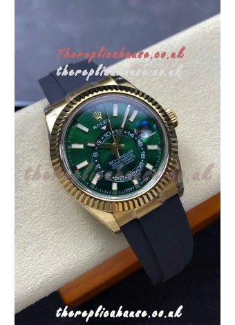 Rolex Sky-Dweller REF# 336238 Green Dial Rubber Strap Super Clone Watch 