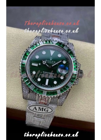 Rolex Submariner 116610 Iced Out Edition 18 Green Dial Swiss Replica Watch 