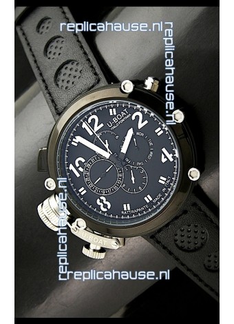 U-Boat Flightdeck Rattrapante Japanese Automatic Watch in Black Dial