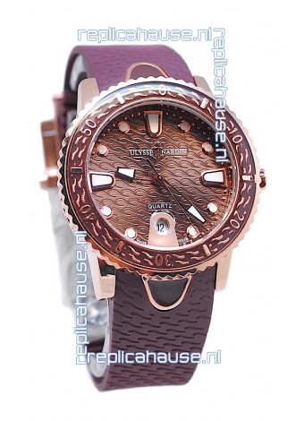 Ulysse Nardin Lady Diver Replica Watch in Gold Casing