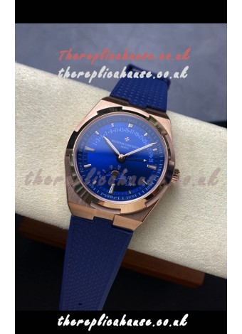 Vacheron Constantin Overseas True Moon Phase Rose Gold Blue Dial Swiss Replica Watch 