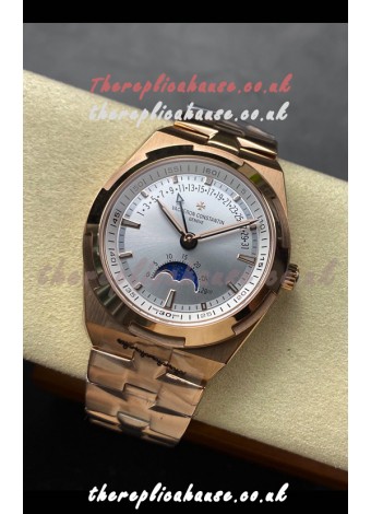 Vacheron Constantin Overseas True Moon Phase Rose Gold Steel Dial Swiss Replica Watch 