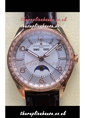 Vacheron Constantin Fiftysix Moonphase Steel Dial Rose Gold Swiss Replica Watch 