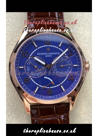 Vacheron Constantin Fiftysix Day-Date Rose Gold Blue Dial Swiss Replica Watch 