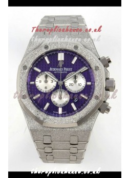 Royal Oak Chrono 26331 Frosted White Gold Purple Dial Super Clone Watch 