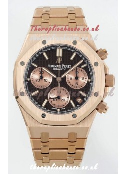 Royal Oak Chrono 26240 Rose Gold Strap in Brown Dial Super Clone Watch 