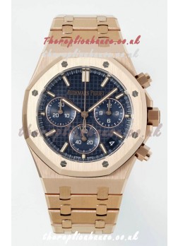 Royal Oak Chrono 26240 Rose Gold Strap in Blue Dial Super Clone Watch 