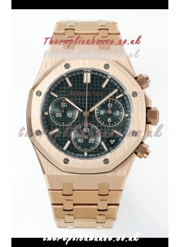 Royal Oak Chrono 26240 Rose Gold Strap in Green Dial Super Clone Watch 