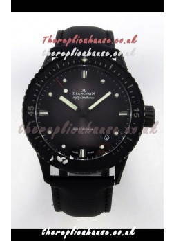 Blancpain Fifty Fathoms Ceramic Case Leather Strap Grey Dial Super Clone Watch 
