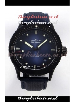 Blancpain Fifty Fathoms Ceramic Case Leather Strap Blue Dial Super Clone Watch 