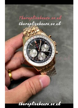 Breitling Navitimer B01 43MM Rose Gold Black Dial Super Clone Watch 