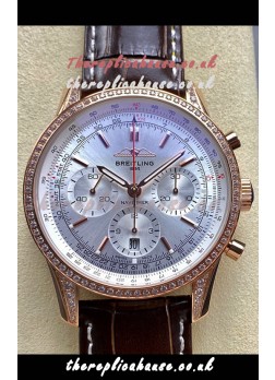 Breitling Navitimer B01 43MM Rose Gold Steel Dial Super Clone Watch 
