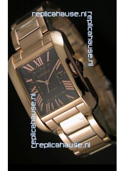 Cartier Tank Anglaise Mid Sized Swiss Watch Pink Gold - 1:1 Mirror Replica Watch