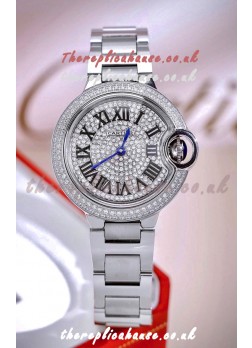 Ballon De Cartier Swiss Quartz 33MM Stainless Steel Diamonds Super Clone Watch 