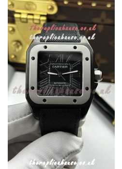Santos De Cartier in Black Dial PVD MLF Coating Super Clone Watch