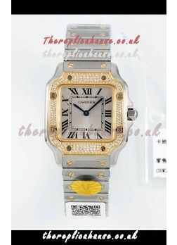 Cartier Santos Swiss Quartz 27MM Two Tone Super Clone Watch