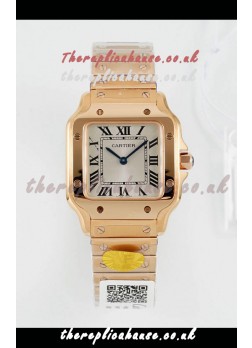 Cartier Santos Swiss Quartz 27MM Rose Gold Super Clone Watch 