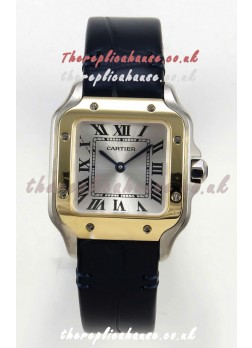 Cartier Santos Swiss Quartz 27MM Two Tone Leather Strap Super Clone Watch