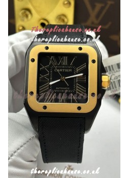 Santos De Cartier in Black Dial PVD MLF Coating Super Clone Watch