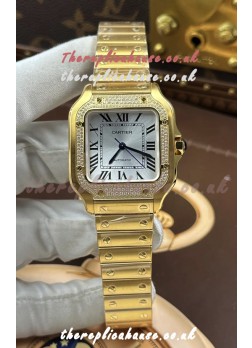 Santos De Cartier 35MM Yellow Gold Super Clone Edition Watch 