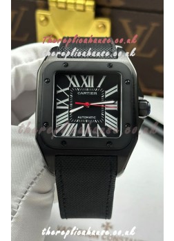 Santos De Cartier in Black Dial PVD MLF Coating Super Clone Watch
