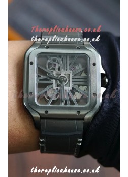 Santos De Cartier Super Clone Watch in Skeleton Dial Steel Case