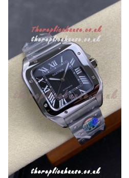 Cartier Santos De Cartier 904L Steel Black Dial Super Clone Replica 40MM Watch
