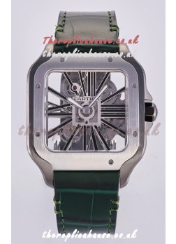 Santos De Cartier Super Clone Watch in Skeleton Dial Steel Case