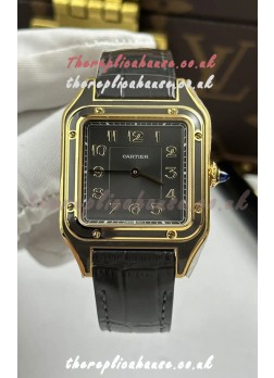 Santos Dumont 31MM Yellow Gold Taupe Grey Dial Super Clone Watch 