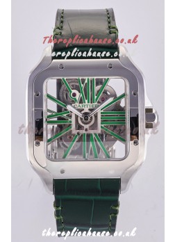 Santos De Cartier Super Clone Watch in Skeleton Dial Steel Case