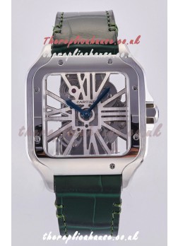Santos De Cartier Super Clone Watch in Skeleton Dial Steel Case