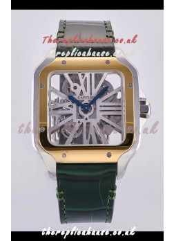 Santos De Cartier Super Clone Watch in Skeleton Dial Two Tone Case