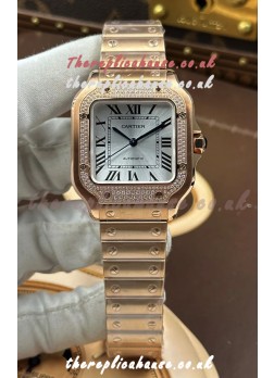 Santos De Cartier 35MM Rose Gold Super Clone Edition Watch 