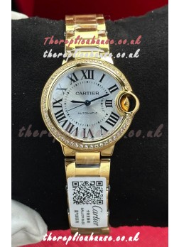 Ballon De Cartier Automatic 33MM Yellow Gold Super Clone Watch 