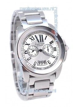 Calibre De Cartier Japanese Automatic Watch in White Dial