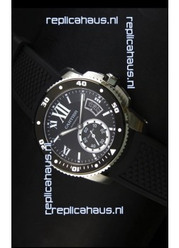 Calibre De Cartier Watch 42MM Black Dial Steel Case - 1:1 Mirror Replica Watch
