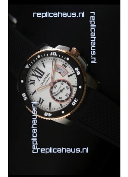 Calibre De Cartier Watch 42MM White Dial Two Tone Case - 1:1 Mirror Replica Watch