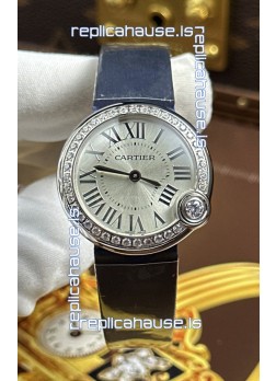 Ballon Blanc De Cartier Swiss Quartz Replica Watch in Steel Casing Fabric Strap