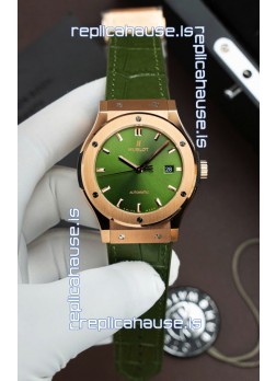 Hublot Super Clone Classic Fusion Titanium Rose Gold Green Dial 42MM Watch