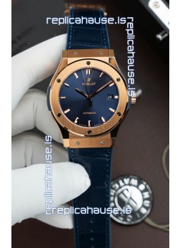 Hublot Super Clone Classic Fusion Titanium Rose Gold Blue Dial 42MM Watch
