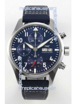 IWC Super Clone Pilot Chronograph Edition Blue Dial Leather Swiss Replica Watch 