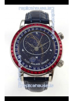 Patek Philippe Grand Complications 6102 Blue Dial Red Diamonds Swiss Replica Watch 