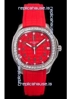Patek Philippe Super Clone Aquanaut Stainless Steel Red Dial 38.5MM Watch 