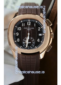 Patek Philippe Aquanaut Super Clone 5968 Chronograph Rose Gold Casing Brown Dial Watch 
