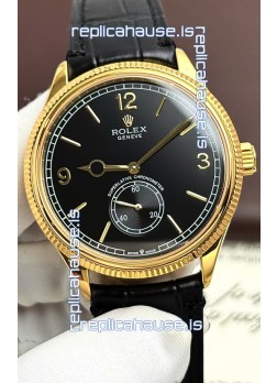 Rolex 1908 Perpetual Swiss Movement Replica Watch in Rose Gold Casing Black Dial