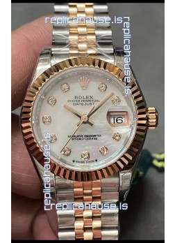 Rolex Datejust Super Clone Mother of Pearl Dial 2 Tone Rose Gold Watch 28MM
