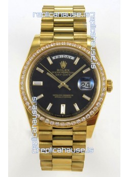 Rolex Day Date Super Clone Black Dial 40MM 220 Grams Swiss Replica watch 