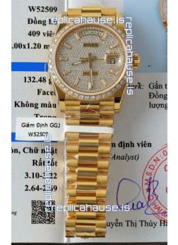 Rolex Day Date Super Clone Yelllow Gold Plated Custom Modified Diamonds Paved Watch