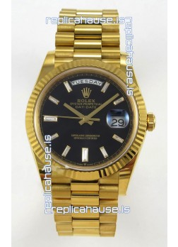 Rolex Day Date Super Clone Black Dial 40MM 220 Grams Swiss Replica watch 