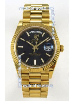 Rolex Day Date Super Clone Black Dial 40MM 220 Grams Swiss Replica watch 